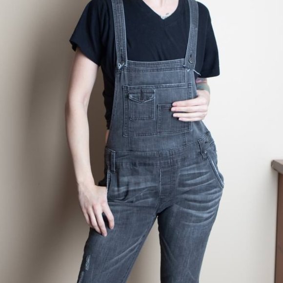 Free People Denim - Free People dark gray boho overalls 27